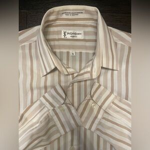 Yves Saint Laurent - Cotton blend striped dress shirt Size 39 (15” neck)